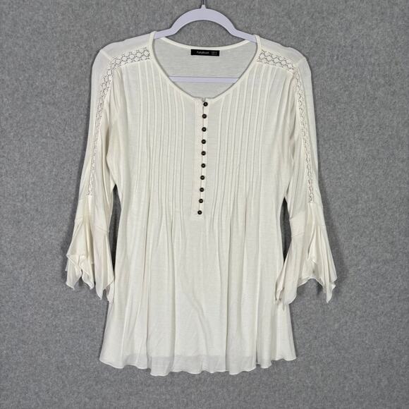 Patty‎ Boutik Top Medium Crochet Flowy Whimsy Victorian Boho Romantic Feminine - Picture 1 of 12